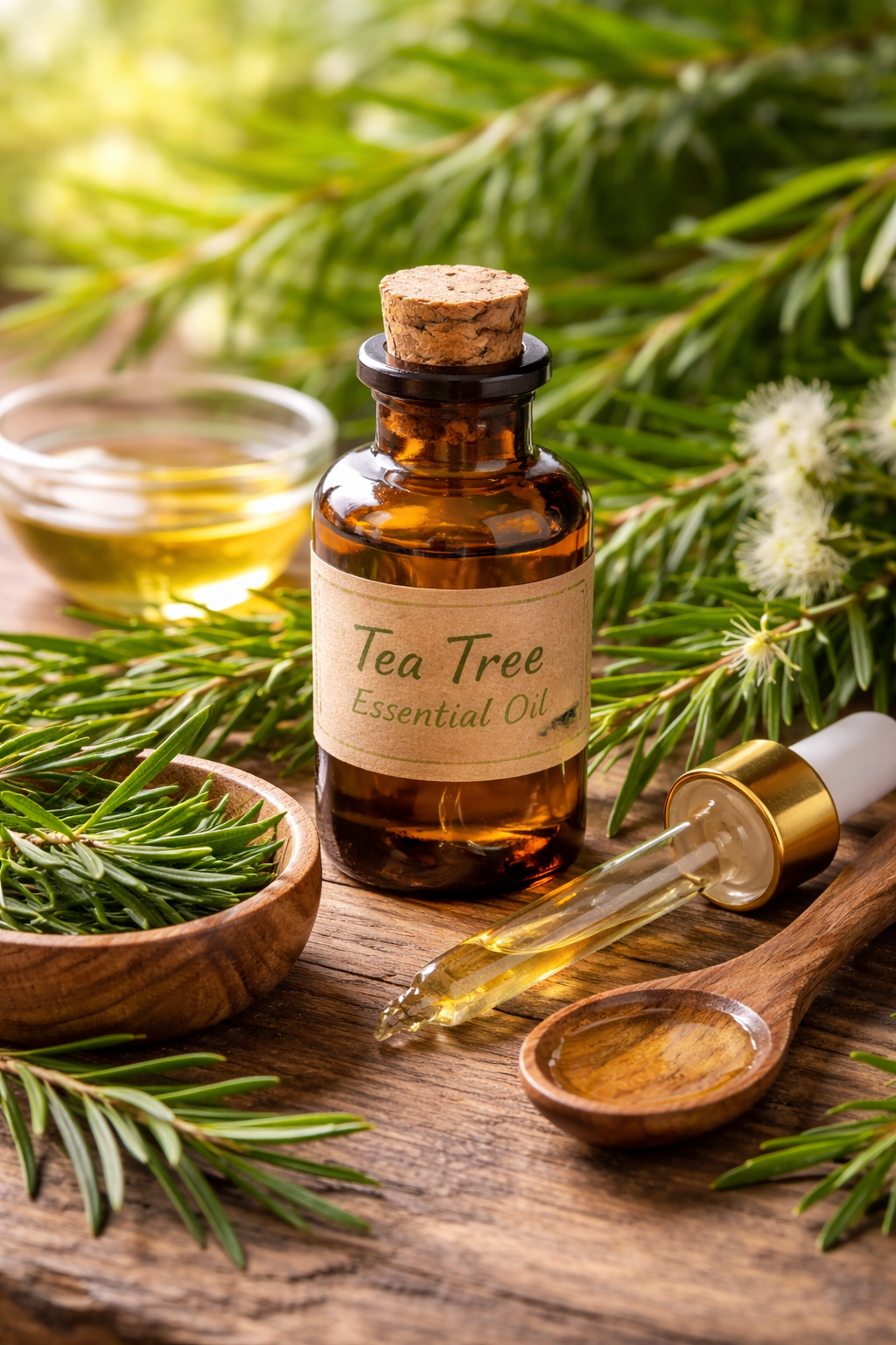 Tea tree etherische olie foto